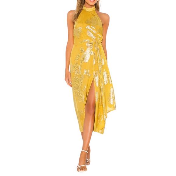 House of Harlow 1960 + REVOLVE Monika Halter Midi Dress in Mustard Gold Size XS - Picture 1 of 14